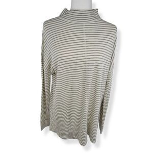 a.n.a  mocked neck striped Gray and White long sleeve tunic XL NWT